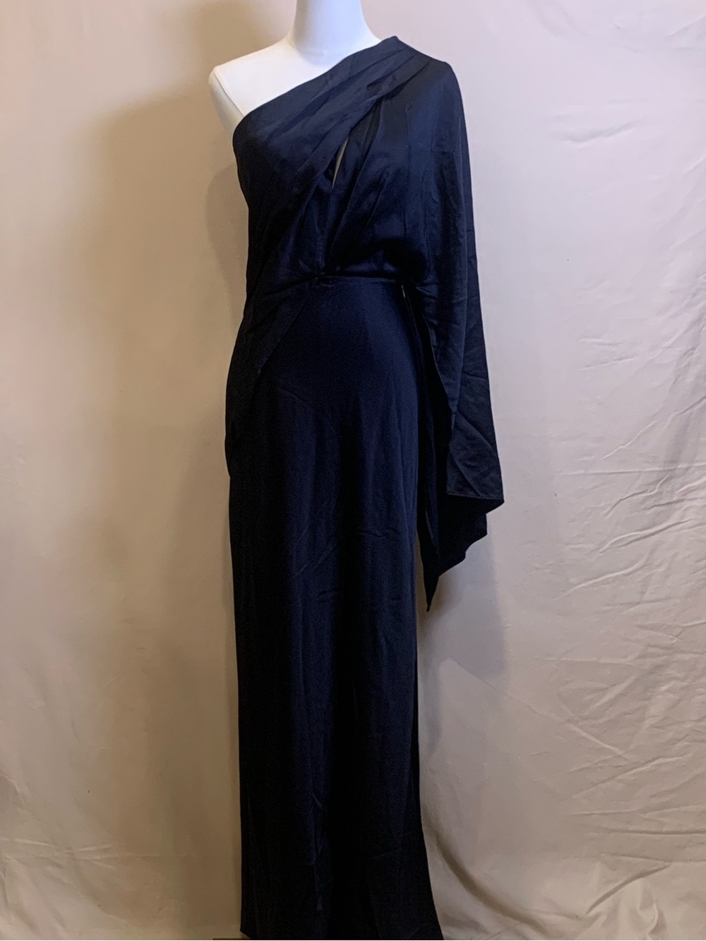 Significant Other Kelsie Black Silk One Shoulder Gown, Size 4